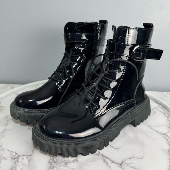 Lily Women’s Glossy Combat Boots sz 7 (Japan 250) NEW #K154 - Picture 5 of 8